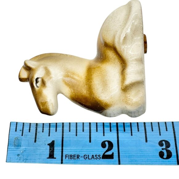 Vtg Ceramic Horse Salt and Pepper Shakers Cork Stoppers Japan Brown Mid-Century - Picture 6 of 6